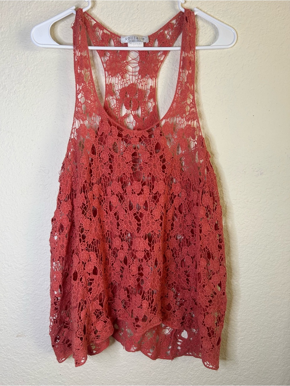 Solitaire Women's Coral Lace Crochet Tank Top‎ Festival Beach Large Concert